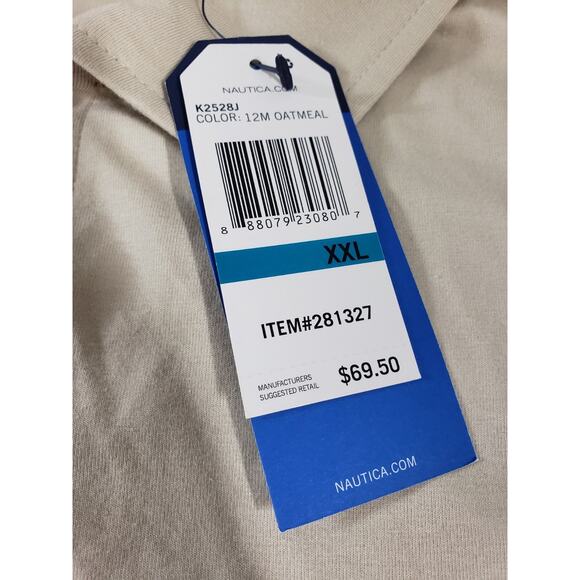 Nautica Polo Shirt Size 2XL XXL Mens Beige Classic Fit Stretch Performance NWT - Picture 3 of 9